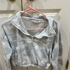 Gray Camouflage Women's Quarter-Zip Sweatshirt